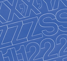 1″ Blue Medium (Helvetica) Vinyl Letters/Numbers Set