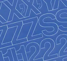 2″ Blue Medium (Helvetica) Vinyl Letters/Numbers Set