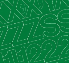 1″ Green Medium (Helvetica) Vinyl Letters/Numbers Set