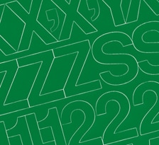 1″ Green Medium (Helvetica) Vinyl Letters/Numbers Set