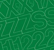 3/4″ Green Medium (Helvetica) Vinyl Letters/Numbers Set