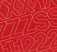 1″ Red Medium (Helvetica) Vinyl Letters/Numbers Set