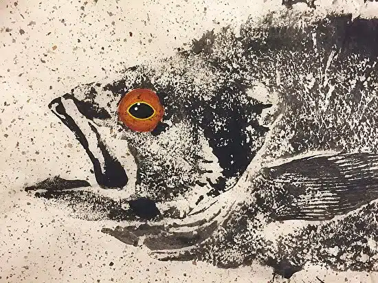 Rock Fish Gyotaku on Chiri Paper