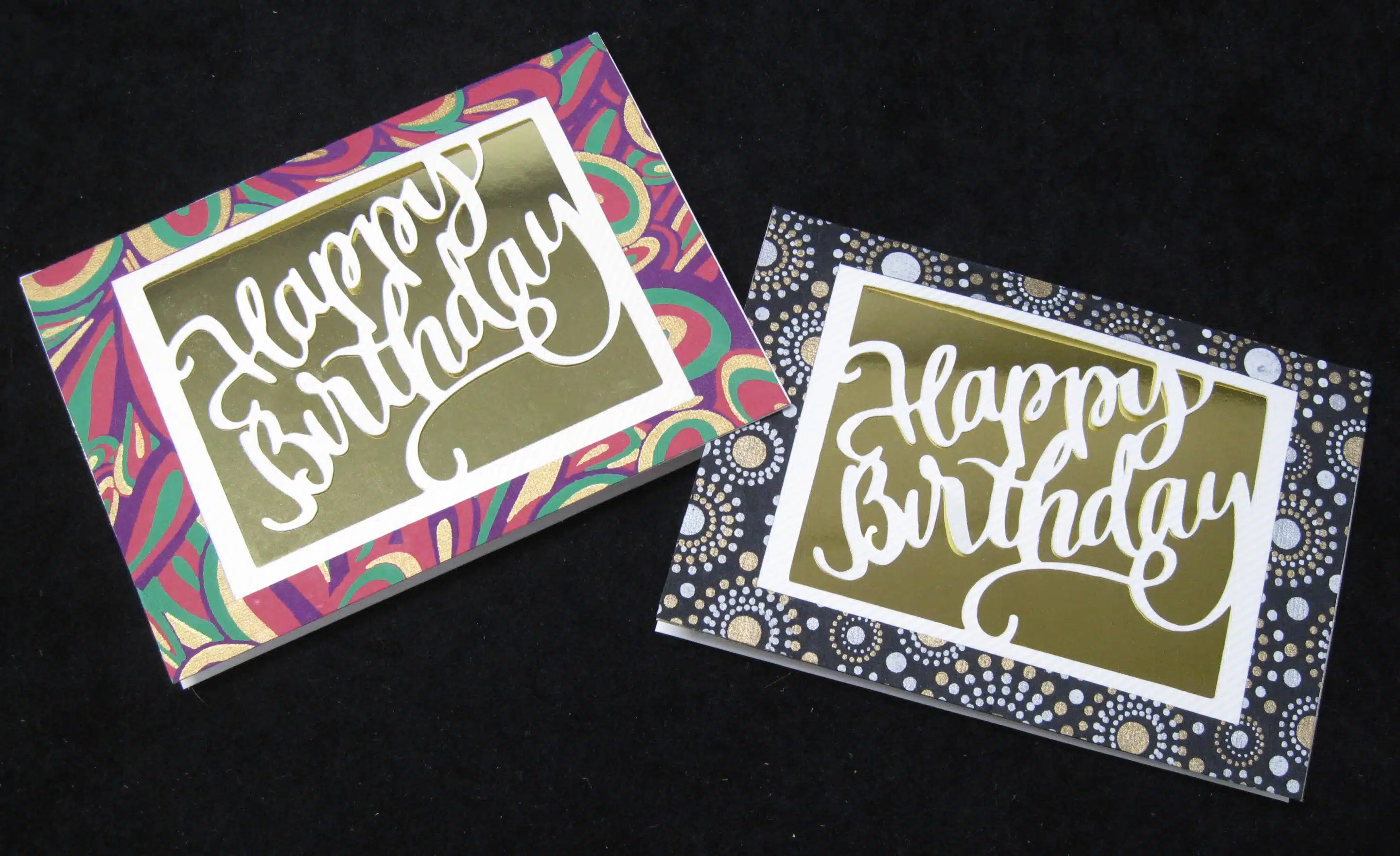 Birthday Cards on Gold Mirror