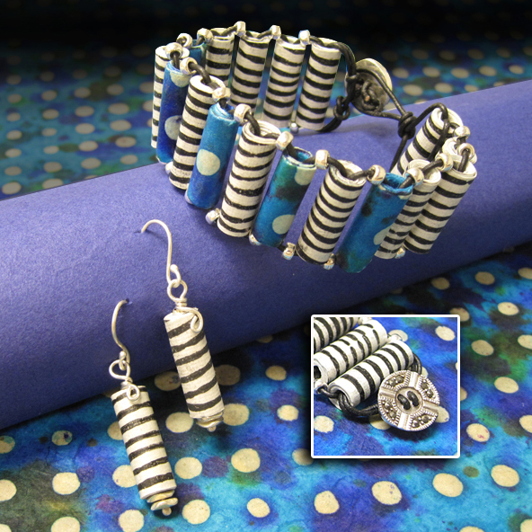 Paper Bead Bracelet and Earring Set