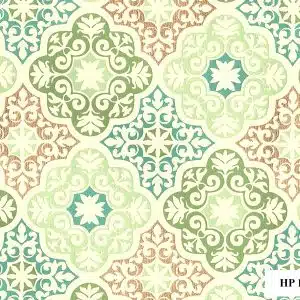 Screenprint Arabesque - Ivory/Green
