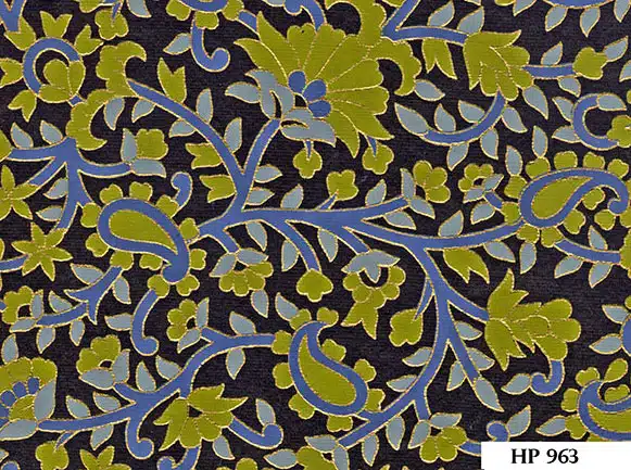 Screenprint Paisley & Floral – Black/Moss Green