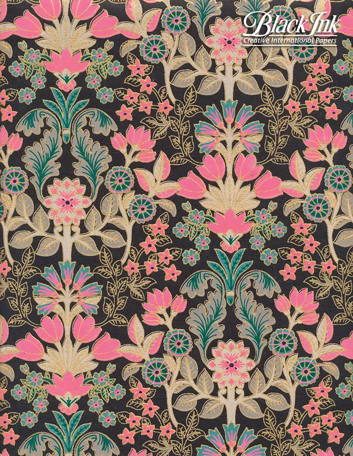 Secret Garden – Pink/Emerald/Gold on Black